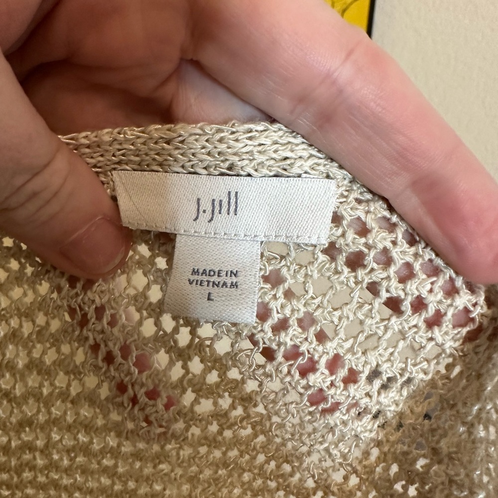 J jill fishnet open weave sweater size L - Picture 2 of 4